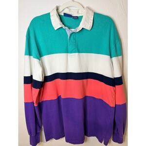 Vintage Cambridge Classics Rugby Shirt Men’s Large Colorblock Long Sleeve Cotton